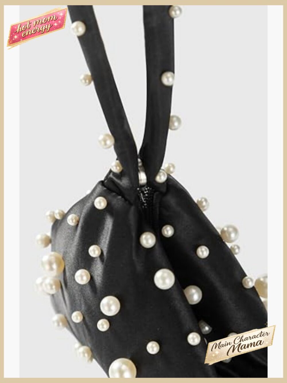 Satin Evening Clutch Pearl Embellished Wristlet Bag Gatsby Party Formal - Picture 4 of 7